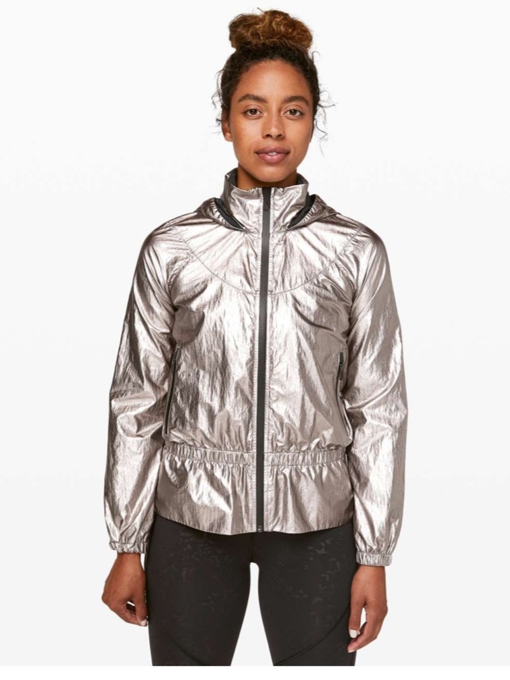 lululemon x Barrys Stronger as One Metallic Silver Windbreaker Jacket 4 - Picture 2 of 9